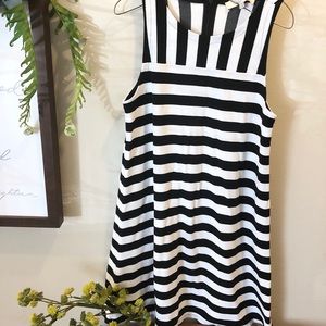 LOFT Women’s Black and White Striped Dress